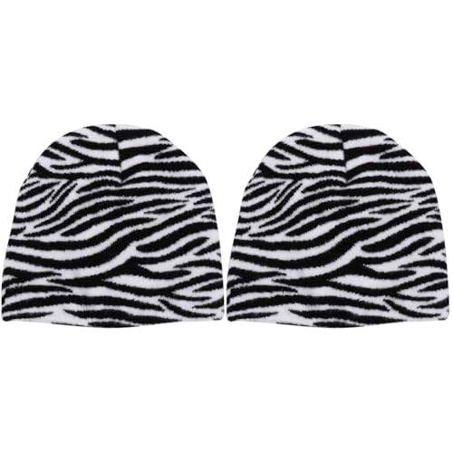 VALICLUD 2 Stk Strickmütze Accessoires Für Damen Mütze Mit Zebra-print Skimütze Mütze Unisex Damenhüte Mütze Für Männer Cachuchas Para Hombre Garn Männer Und Frauen Gemütlich Warmer Hut von VALICLUD