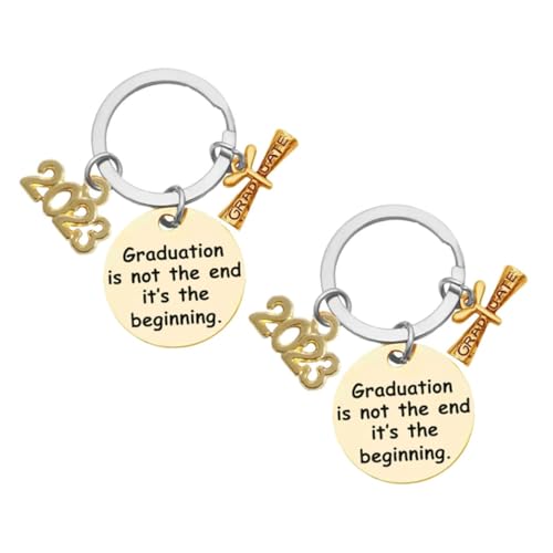 VALICLUD 2-teiliges Schlüsselanhänger-Set Aus Edelstahl Zum Schulabschluss Einzigartiges Schriftzug-Design Als Abschlussgeschenk Für Jungen Und Mädchen von VALICLUD