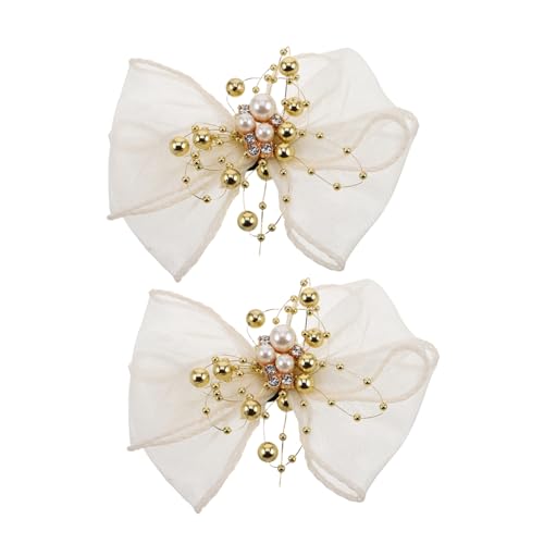 VALICLUD 2 Stück Abnehmbare Perlenschleifen Schuhclips aus Mesh für Damen Pumps Stilvolle Schuhdekorationen mit Schleifen buckles Komfortable Leichte Hochzeit Party Accessoires von VALICLUD