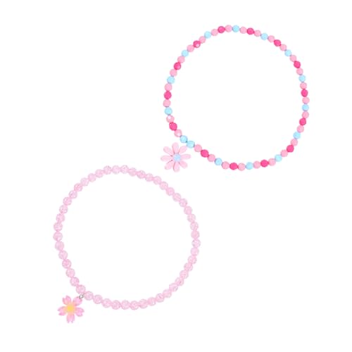 VALICLUD 2 Stück Acryl Perlenkette mit Sonnenblumen Kirschblüten anhänger für Mädchen Leichte Kreative Halsketten für Party Alltag und DIY Schmuckgestaltung von VALICLUD