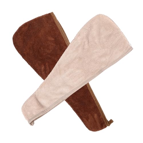 VALICLUD 2stücke Haarturban Absorbierendes Haar-handtuch Für Schnelles Trocknen Weiche Mikrofaser Perfektes Reise-accessoire Für Frauen Nach Duschen Tiefbraun Und Khaki von VALICLUD