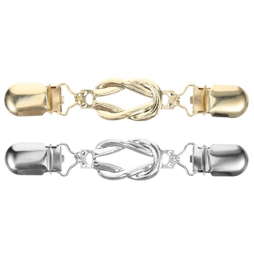 VALICLUD 2 Stück Attraktive Strickjacken Clips Praktisch schicke Kleiderverschlüsse (Golden, Silber) von VALICLUD