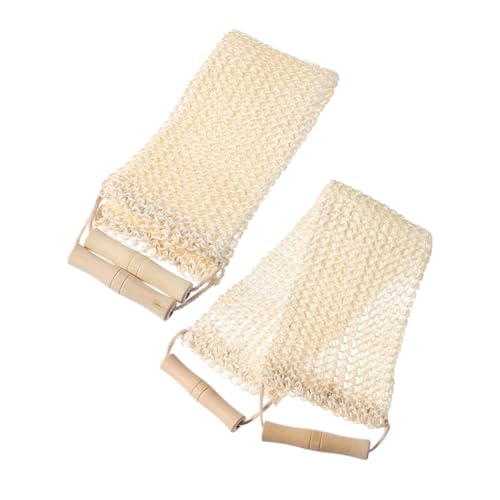 VALICLUD 2 Stück Badetuch körperwäscher handtuch Badehandtücher Rückenschrubber mit Griffen Körperwaschlappen Schrubben Sie das Handtuch zurück Waschlappen-Peeling Duschlappen Sisal Beige von VALICLUD