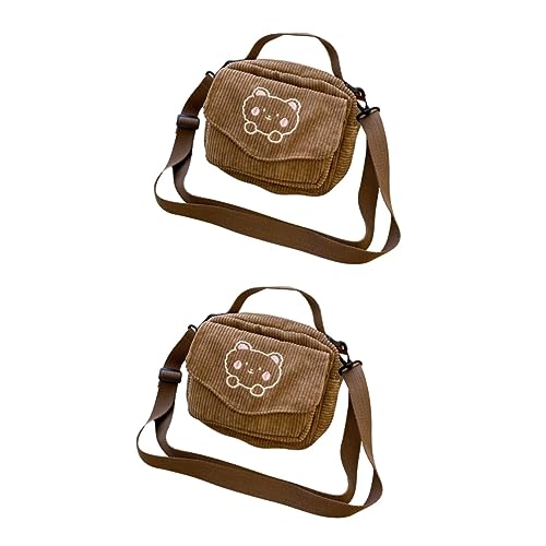 VALICLUD 2st Bestickte Bärentasche Cordtasche Kawaii-geldbörse Umhängetasche Für Mädchen Kawaii Geldbörse Kawaii-Tasche Teenager-mädchen Umhängetasche Teenager-mädchen-Tasche Frau Klein von VALICLUD