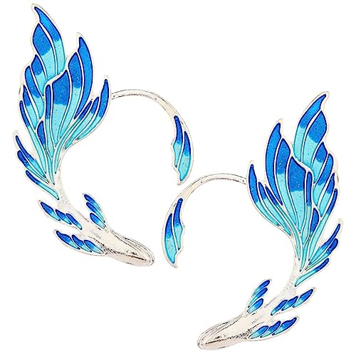 VALICLUD 2stücke Elfenohren Manschetten Mit Piercing Clip Ohrringe Für Damen Cosplay Party Blau Ohrschmuck Kostümzubehör Ohrwickel-ohrringe Ohrmanschetten-ohrringe von VALICLUD