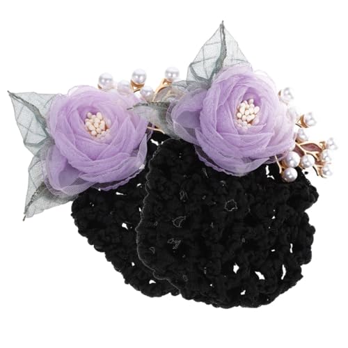 VALICLUD 2 Stück Blumen Haarnetz Clips Haarspangen Damen Haarschmuck mit Netz und Blütenmotiv für Frisuren Minimalistisches Design Bequem und Vielseitig für Alltag und Uniform von VALICLUD