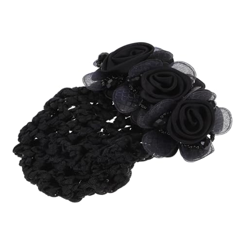 VALICLUD 2 Stück Blumen Haarnetz für Damen Netz Haarspangen für Dutt Rutschfester Haarschmuck für Ballett Krankenschwestern Stewardess Praktischer Haarnetzhalter Schwarz von VALICLUD