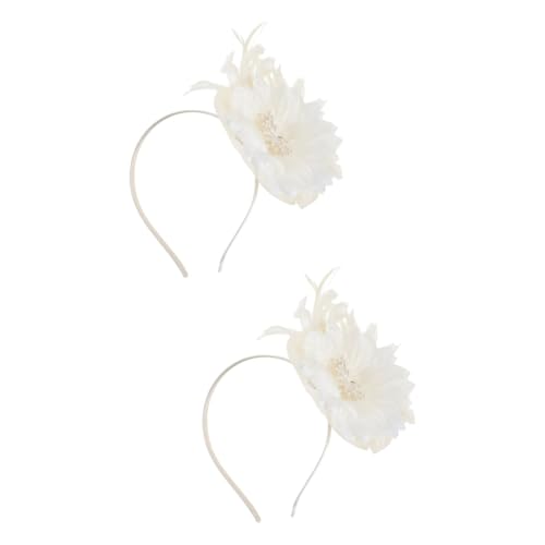 VALICLUD 2 Stück Blumenhut Haarschmuck für die Braut Kopfschmuck für die Teeparty Fascinator-Stirnband für Damen Bankettkopfschmuck Fascinator-Mesh-Stirnband Feder von VALICLUD