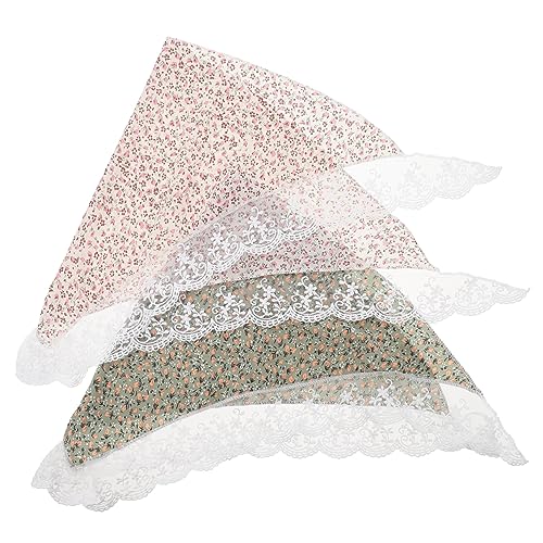 VALICLUD 2stücke Blumenmuster Haarschal Mit Spitze Und Stirnbändern Dreieckskopftuch Für Damen Aus Blumendrucke Kopftücher Für Alltag Und Party von VALICLUD