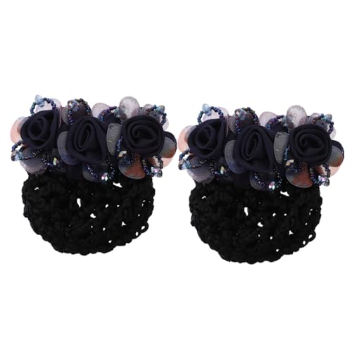 VALICLUD 2 Stück Blumige Haarnetz Clips Haarklammern mit Netz für Damen Haarklammer Haarnetz Haargummi Haarklammer für Dutt und Hochsteckfrisur Stoff Leicht und Vielseitig für Alltag und von VALICLUD