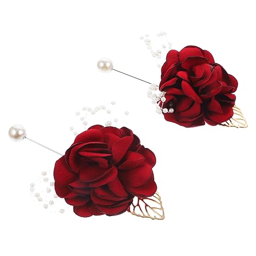 VALICLUD 2 Stück Bräutigam Ansteckblume künstliche blüten artificial flower romantic blumengirlande rose Bräute Dekoration Sei Brautjungfer Ansteckblume Brautkleid Ansteckblume Stoff von VALICLUD