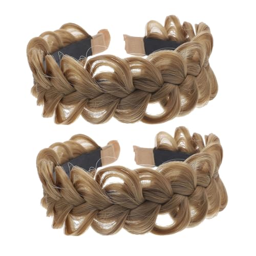 VALICLUD 2 Stück Braid Haarband für Damen Stylisches Stirnband mit Einzigartigem Zopfdesign Rutschfest und Anpassbar für Täglichen Gebrauch oder Besondere Anlässe von VALICLUD