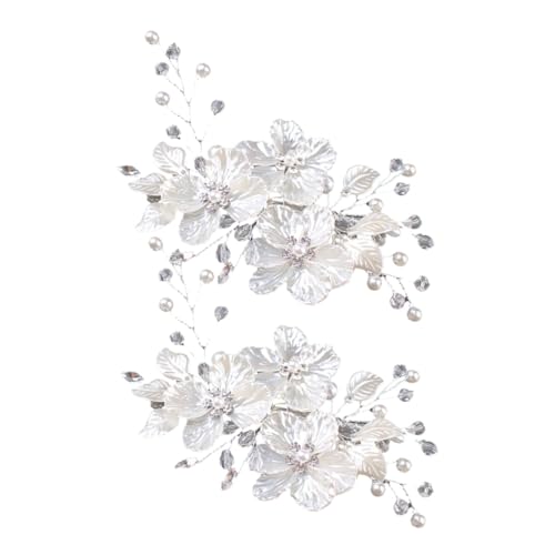 VALICLUD 2 Stück Braut Haarkämme mit Funkelnden Kristallblumen und Weißen Muschelblüten Handgefertigte Haarspangen für Hochzeit Brautschmuck Romantisches Design für Brautfrisuren und von VALICLUD