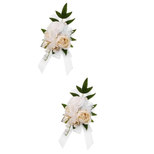 VALICLUD 2 Stück Braut Und Brautjungfer Hochzeit Schulter Künstliche Rose Band Corsage Abschlussball Brautjungfer Kleid Dekorative Blume Weiß + Blumen Brautparty Dekorationen von VALICLUD
