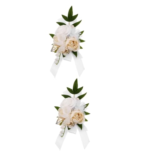 VALICLUD 2 Stück Braut Und Brautjungfer Hochzeit Schulter Künstliche Rose Band Corsage Abschlussball Brautjungfer Kleid Dekorative Blume Weiß + Faux Schulter Corsage Reveal Blume von VALICLUD