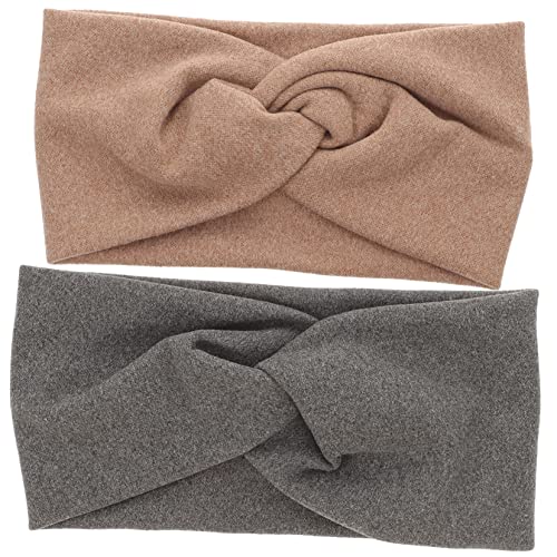 VALICLUD 2 Stück Breitkrempiges Elastisches Stirnband Farbe Sport Workout Seide Breite Turban Stirnbänder Für Frauen Haarbänder Yoga Mädchen Haarband Zopf Baumwolle von VALICLUD