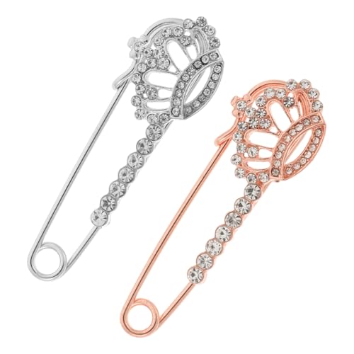 VALICLUD 2 Stück Brosche mit Sicherheitsnadeln Schmuck Broschennadeln für Cardigans Pullover Stola Schal und Kleidung Vielseitige Anstecknadeln in Roségold Weiß K für Damen von VALICLUD