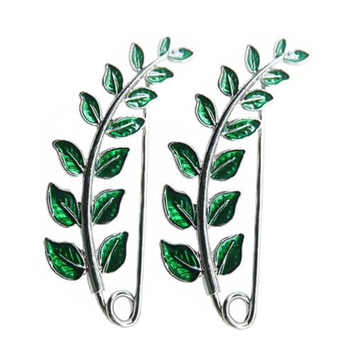VALICLUD 2 Stück Broschen Schalnadeln Grün Blattmuster aus Langlebigem Legierungs Material Dekorative Anstecknadeln für Kleidung Vielseitig Einsetzbar als Modische Tuchhalter für und von VALICLUD