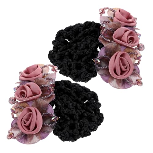 VALICLUD 2 Stück Bun Cover Haarnetz für Damen Haarschmuck mit Blumenmuster Rutschfest für Haartypen für Stewardessen und Berufstätige von VALICLUD