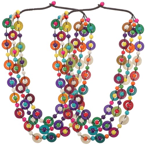 VALICLUD 2 Stück Bunte Boho Halskette Ethnische Kokosnussschalen Holzperlen Damen Schmuck von VALICLUD