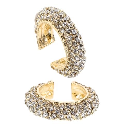 VALICLUD 2 Stück C Förmige Ohrclips aus Zinklegierung mit Strassbesatz Ohrklemmen Piercing für Damen und Teens Vielseitiges Schmuckaccessoire für Alltag und Festtage von VALICLUD