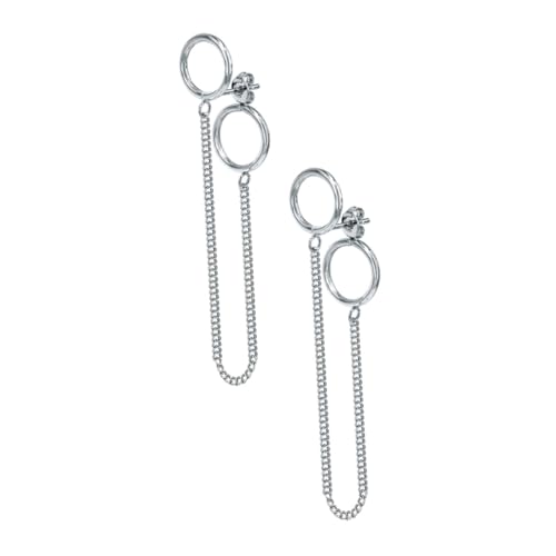 VALICLUD 2 Stück Chic Damen Ohrringe Creolen mit Feiner Ketten und Kreis Leicht Hautfreundlich Modisch für Alltag Party Hochzeit und Besondere Anlässe von VALICLUD