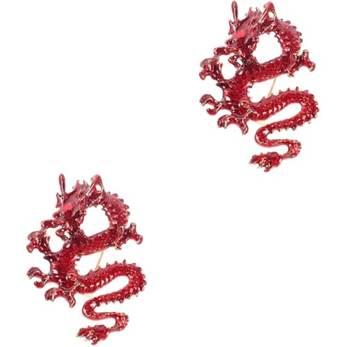VALICLUD 2stücke Chinesischer Drachen-brosche Für Kleidung Modischer Anstecker Im Zodiac-design Einzigartiges Accessoire Für Damen Und Herren Für Jacken Schals Mäntel Und Handtaschen von VALICLUD