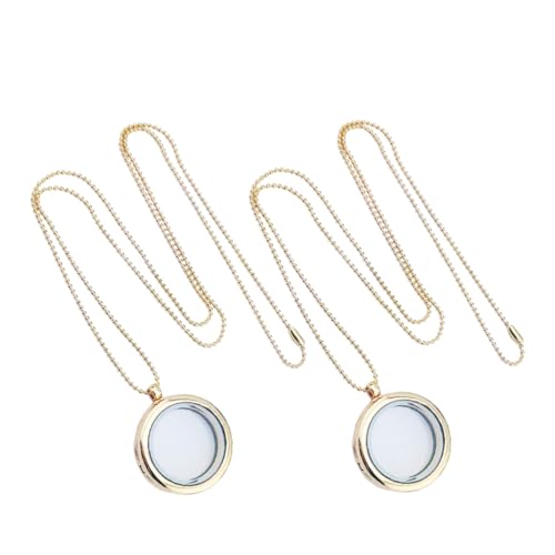 VALICLUD 2 Stück DIY Alloy Runde Halskette mit Glas Fotorahmen Anhänger Bildanhänger Schmuck zum Selbermachen Goldfarbener Bilderrahmen Charm für Damen und Herren von VALICLUD