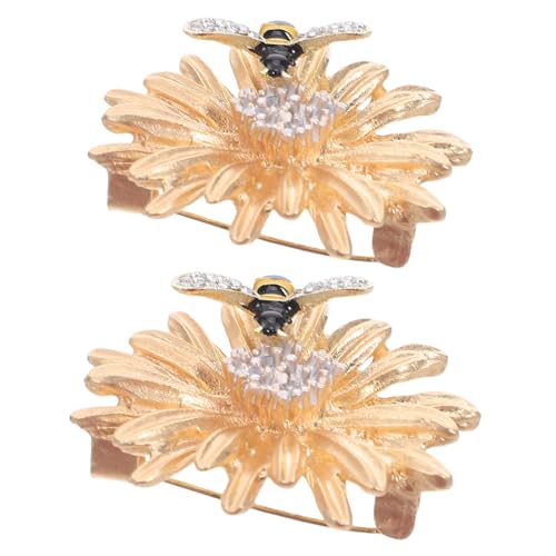 VALICLUD 2 Stück Daisy Blume und Biene Broschen aus Metall mit Funkelnden Strasssteinen Sichere Anstecknadeln für Damen Schals Anzüge und Kleidung Elegante Corsage Accessoires in Gold von VALICLUD