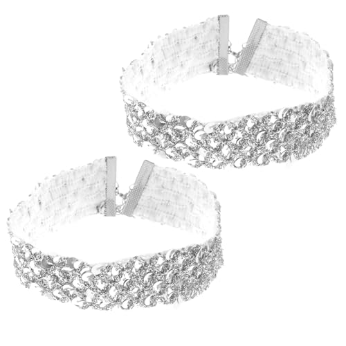 VALICLUD 2 Stück Damen Choker Halskette mit Funkelnden Pailletten Modischer Kurzer Schmuck für Festivals Tanz und Alltag Silberfarbener Glanz für Attraktive Auftritte von VALICLUD