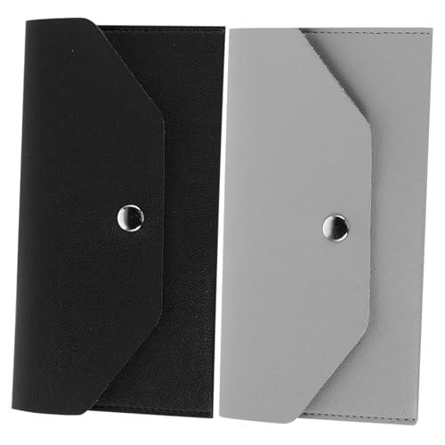 VALICLUD 2 Stück Damen Geldbörsen aus Retro PU mit Sicherem Druckknopf Kompakte Münztaschen und Kartenhalter Stilvolle Kleine Portemonnaies für Reisen Business und Alltag in Schwarz von VALICLUD