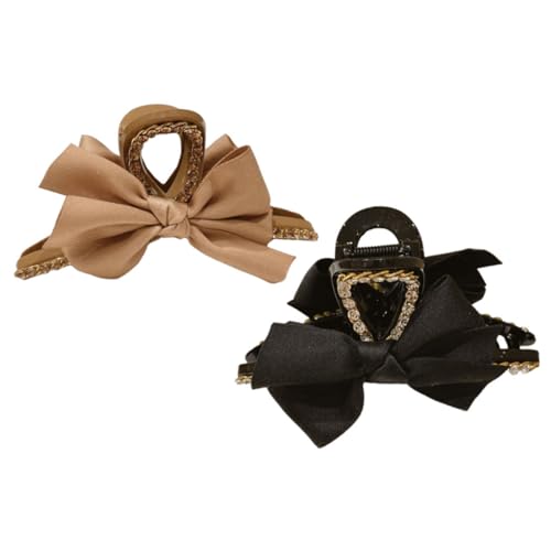 VALICLUD 2 Stück Damen Haarklammer Bogen Haarspangen Komfortable und Strapazierfähige Haarschmuck Accessoires Schwarz und Khaki für Stilvolles Haarstyling von VALICLUD