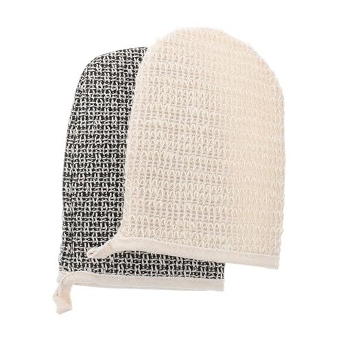 VALICLUD 2 Stück Doppelpack Natürlicher Sisal badehandschuh Peelinghandschuh mit Massageeffekt Doppelseitiger Körperpeeling handschuh zur Hauterneuerung und Sanften Hautpflege für Damen von VALICLUD
