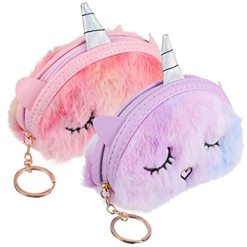 VALICLUD 2stücke Einhorn Plüsch Geldbörse Cartoon Münztasche Zipper Beutel Pack Für Mädchen Frauen Reisen Schule Shopping von VALICLUD