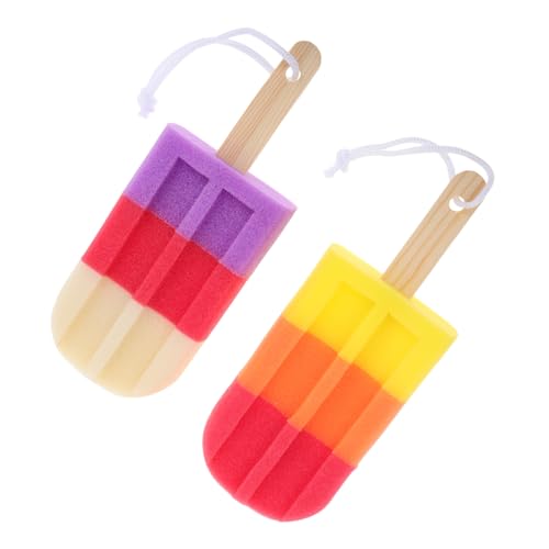 VALICLUD 2 Stück Eisschwamm Tasse Badekugel Eiscreme-Duschschwamm Luffa- Reiben Handtücher Peeling-Pads weiches Schwammbadetuch Badetücher reiben Einreibebad Holz von VALICLUD