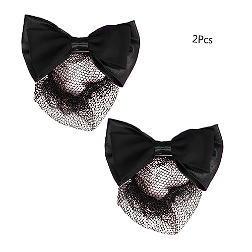 VALICLUD 2stücke Elastische Dutt-schleifen-kopfschmuck Haarnetz Haarspange Netz-clip Zubehör Für Damen Frauen Tanz Büro Schwarz von VALICLUD