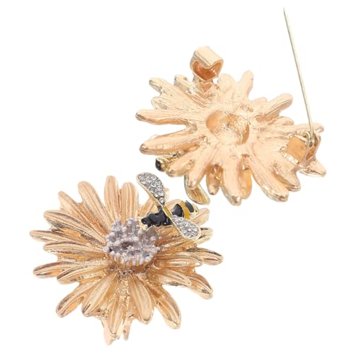 VALICLUD 2 Stück Elegante Daisy Brosche und Honigbiene Anstecknadeln mit Strass Leichte Metall Pins für Damen Vielseitig für Kleider Mäntel Schals Sichere Befestigung Modischer Schmuck von VALICLUD