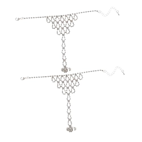 VALICLUD 2 Stück Elegantes Strass handketten set mit Fingerring Silbernes Brautschmuck accessoire für Hochzeit und Tanz Modische Handkette für Damen Funkelndes Braut Armband VALICLUD 2 Stück Elegantes Strass handketten set mit Fingerring Silbernes Brautschmuck accessoire für Hochzeit und Tanz Modische Handkette für Damen Funkelndes Braut Armband von VALICLUD