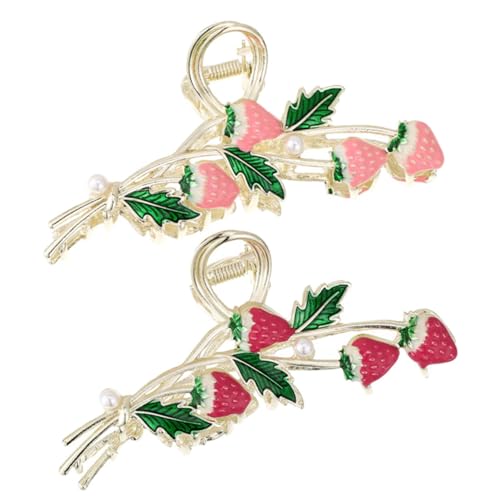 VALICLUD 2stücke Erdbeer-haarspangen Aus Metall Rutschfest Für Frauen Als Haar-accessoire Und Geschenk Mit Zartem Erdbeerdekor Einfache Anwendung von VALICLUD