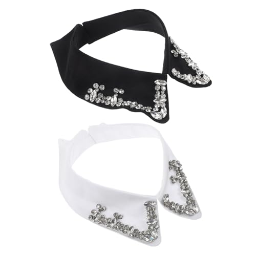 VALICLUD 2stücke Falscher Kragen Damen Abnehmbar Mit Strass Für Bluse Pullover Kleid Partys Hochzeit Familienfeier Valentinstag Weihnachten von VALICLUD