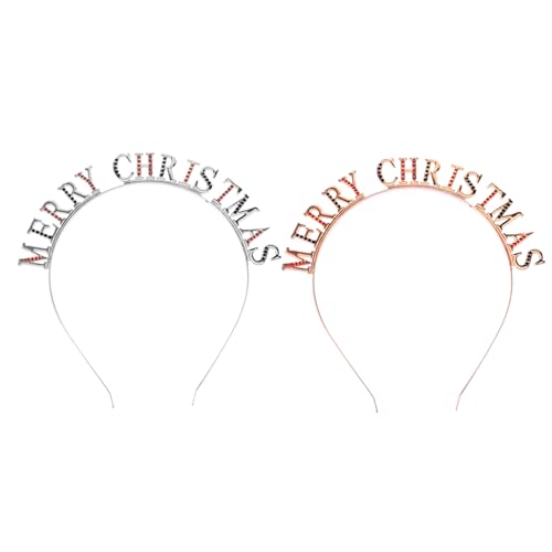 VALICLUD 2 Stück Fashion Buchstaben Haarband Weihnachten Haarschmuck Legierungs Haarreifen für Mädchen Rutschfest Passend für Verschiedene Anlässe von VALICLUD