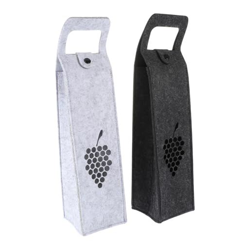 VALICLUD 2 Stück Filz Weintaschen mit Praktischem Henkel Wiederverwendbare Geschenkbeutel in und Dunkelgrau Umweltfreundliche Flaschentaschen für Weihnachten Geburtstag Party und von VALICLUD