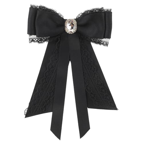 VALICLUD 2stücke Schwarze Spitzen-brosche Für Damen Elegante Schleifen-anstecknadel Mit Strass Krawattennadel Für Festliche Anlässe Hochwertiges Design Für Hemden Und Blusen Für von VALICLUD