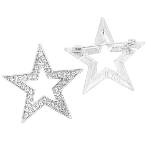 VALICLUD 2stücke Sternbrosche Aus Zinklegierung Fünfzackige Stern-anstecker Modische Glitzer-anstecker Elegante Brosche Für Herren Und Damen Schmuck Für Anzüge Schals Und Taschen Langlebig von VALICLUD