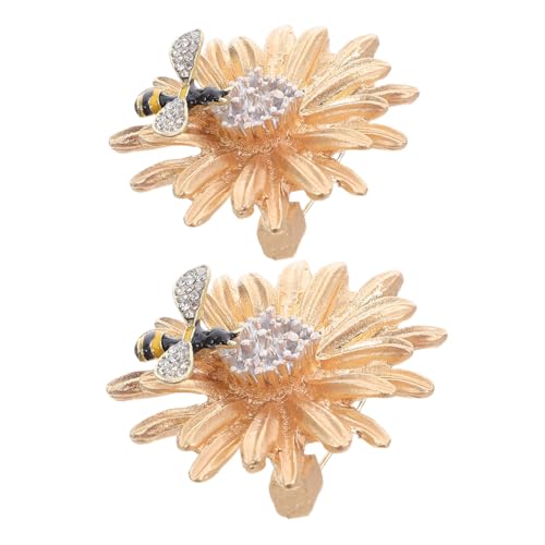VALICLUD 2 Stück Gänseblümchen und Bienen Broschen mit Strassbesatz Leichte Metall Anstecknadeln für Anzug Kleid Jacke und Kragen Elegante Pins für Hochzeiten und Festliche Anlässe von VALICLUD