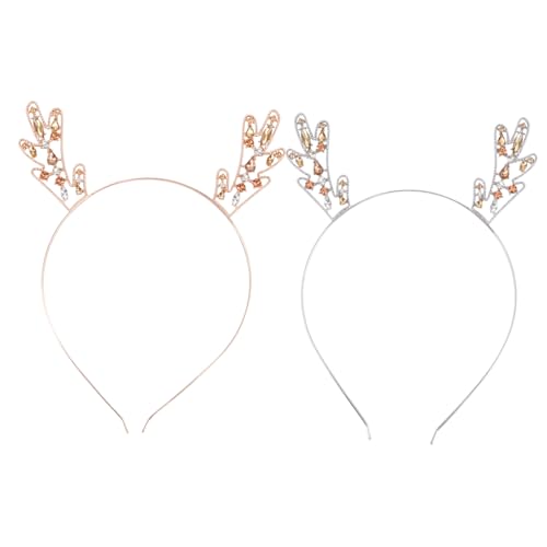 VALICLUD 2 Stück Geweih Stirnband Party-rentier-stirnband Weihnachts-haarschmuck Weihnachtliche Haardekore Rentier-haarband Zu Weihnachten Kinderstirnband Zubehör Hörner Kopfstück Metall von VALICLUD
