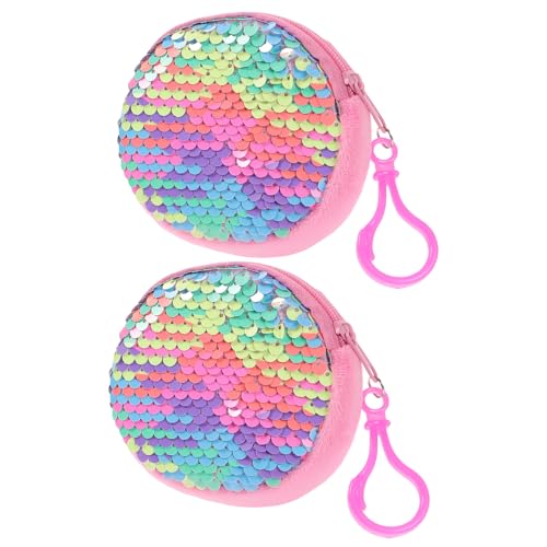 VALICLUD 2 Stück Glitzernde Damen Geldbörse Runde Kleine Clutch aus Festem Große Kapazität und Kartenetui Funkelnde Pailletten Portemonnaie für Besondere Anlässe und Alltag von VALICLUD