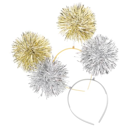 VALICLUD 2 Stück Glitzernde Pompom Stirnbänder Flexible Bopper Haarreifen mit Funkelnden Kugeln Kopfbedeckung für Damen und Teens für Party Geburtstag Frühling und Neujahr von VALICLUD