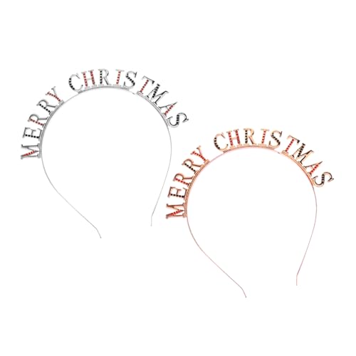 VALICLUD 2 Stück Glitzerndes Buchstaben Stirnband für Weihnachten Charmante Haarreifen aus Legierung Rutschfestes Design für Mädchen und Erwachsene für Feste Geburtstagsfeiern und Tägliche von VALICLUD