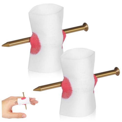 VALICLUD 2 Stück Gruselige Halloween Streichrequisiten Nagel durch Finger Trick Spielzeug Realistisches Blutiges Finger Streichspielzeug für Partys Erwachsene von VALICLUD